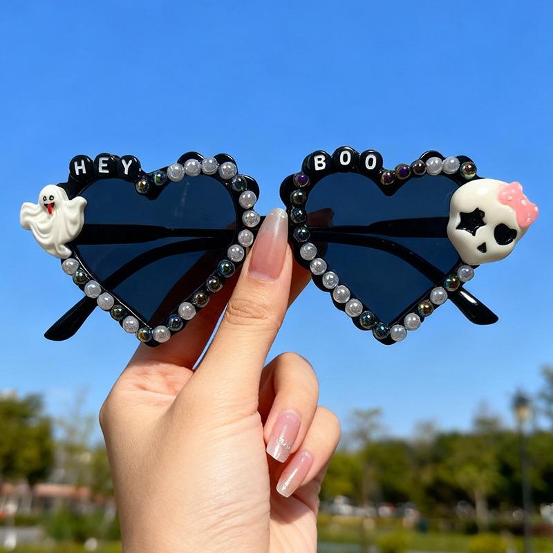 New men's and women's Halloween party skeleton ghost sunglasses pearl letter ghost glasses
