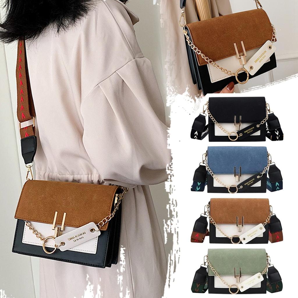 Geantă pătrată contrastantă cu un singur umăr