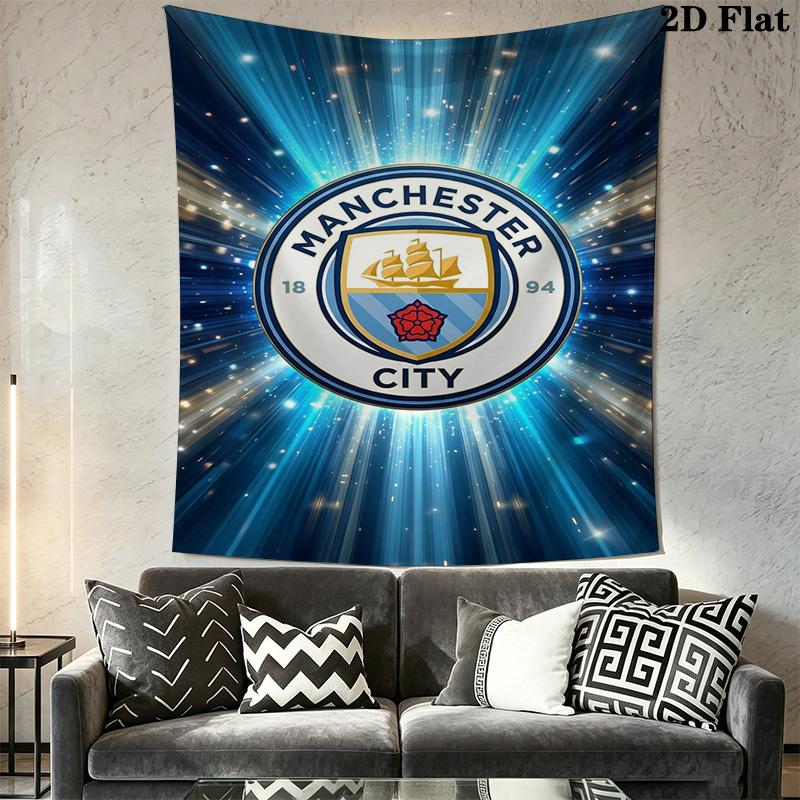 Manchester City Blue Splash Tapestry Wallmounted Fashion Print Gift Atmospheric Background Cloth Home Decor