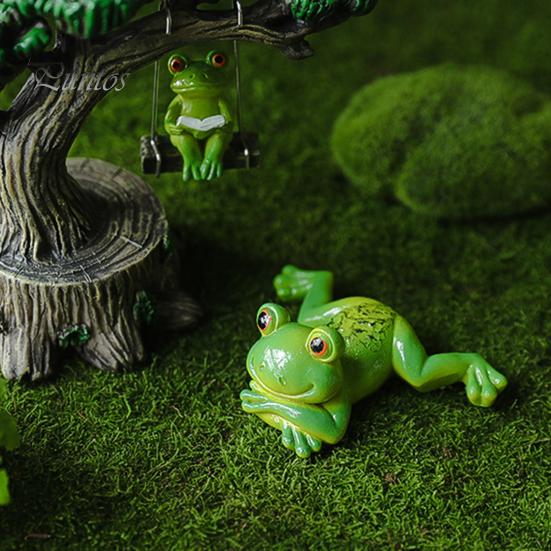 Micro Landscape Ornament Ornament, Frog Design Resin Figurine, Hand Painted Waterproof Miniature Figurine Garden Decor for Succulent Potted