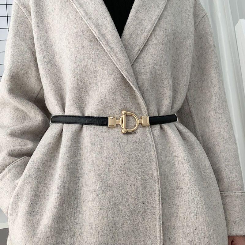 Elegant Womens Versatile Pu Belt Featuring Smooth Buckle Design For Chic Dress Pairings