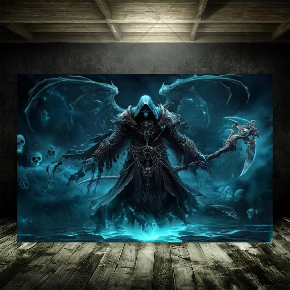 Grim Reaper Horror Halloween Party Decoration Background Spooky Graveyard Cemetery Backdrop Cosplay Photo Booth Studio Banner