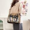 Color Solid Minimalist Star Pattern Handbag Inner Pocket Durable Outings Zipper