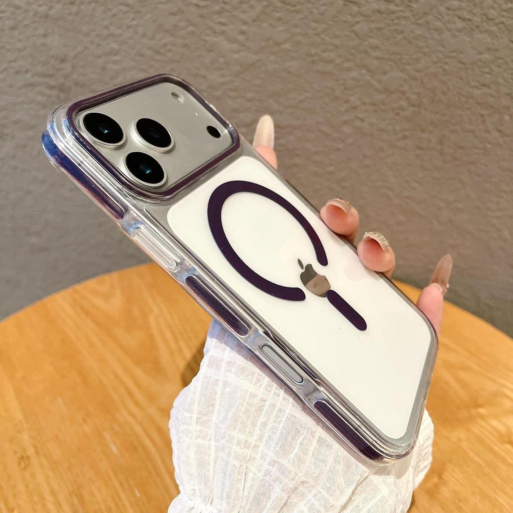 iPhone 17 Pro Max Ice Crystal Two-Tone Magnetic Transparent Drop-Proof Full Coverage Protective Case