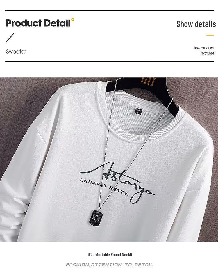 Men's Autumn Fashion Two-Piece: Snow Mountain Thin Imitation Cotton Long Sleeve Sweater & Round Neck Pullover