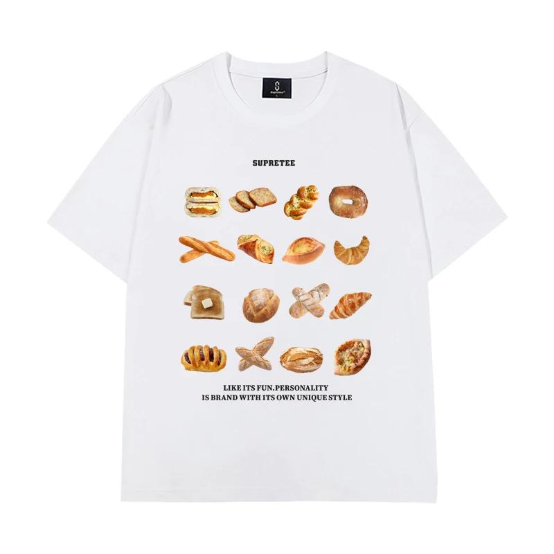 Summer New Hot-selling Trend Bread Series T-shirt Men's And Women's T-shirt Pure Cotton Loose Comfortable Couple T-shirt