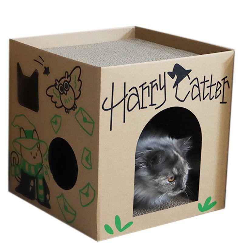 Yao Artisan Double Layer Cat House with Scratching Post, Climbing Frame, and Corrugated Nail Sharpener