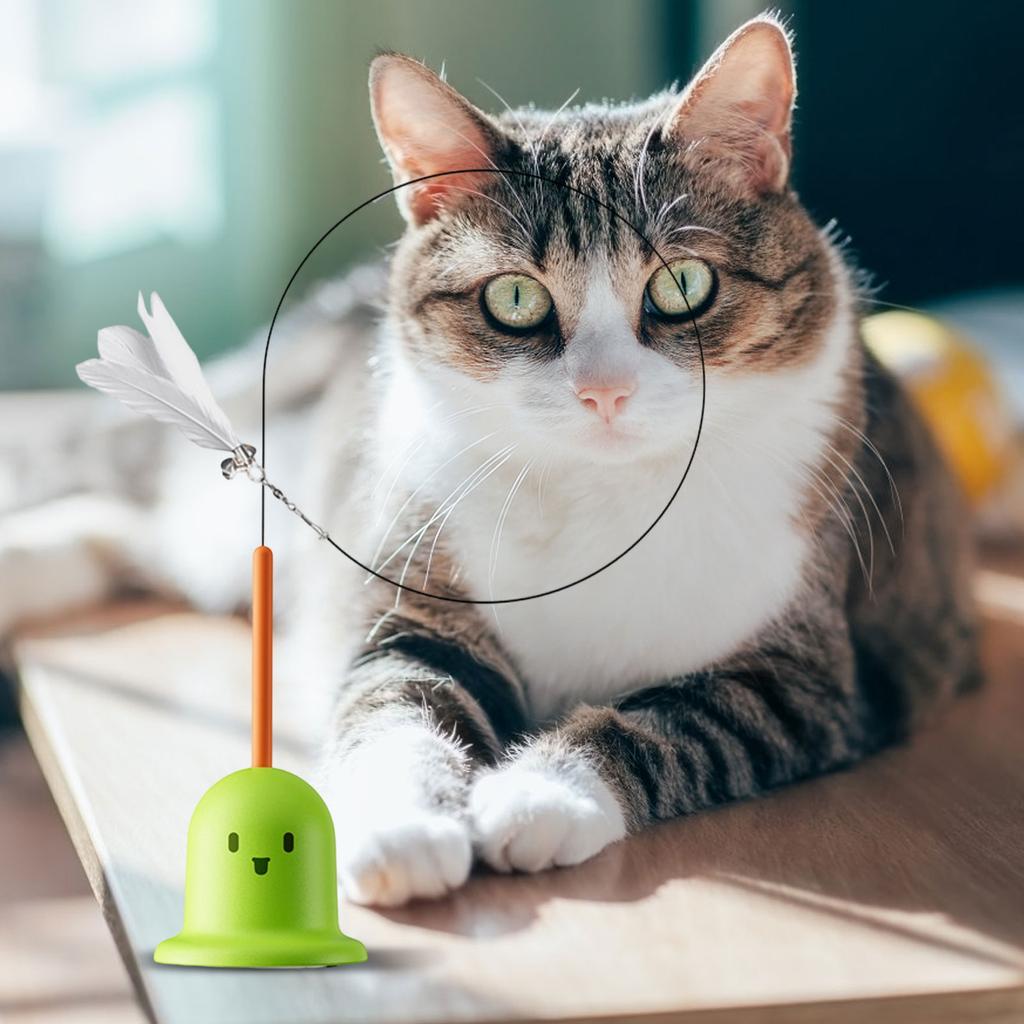 Toy With Strong Suction Cup: Interactive Feather Teaser For Cats—Handheld, Fun, And Stress-Relieving, With Bell
