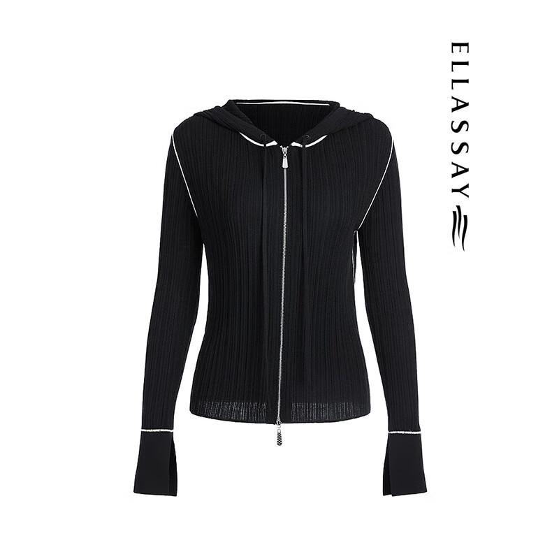 ELLASSAY Women's Merino Wool Hooded Knit Sweater