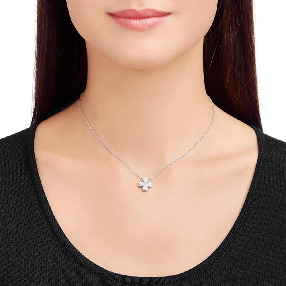 Swarovski Collana Banjo Serie Quadrifoglio Placcata Rodio Donna collana Argento 5076856