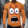 2025 Fall Winter 3D Funny Emotes Printed Men's Crew Neck Long Sleeve T-Shirts For Men Streetwear Casual Tops Funny Apparel