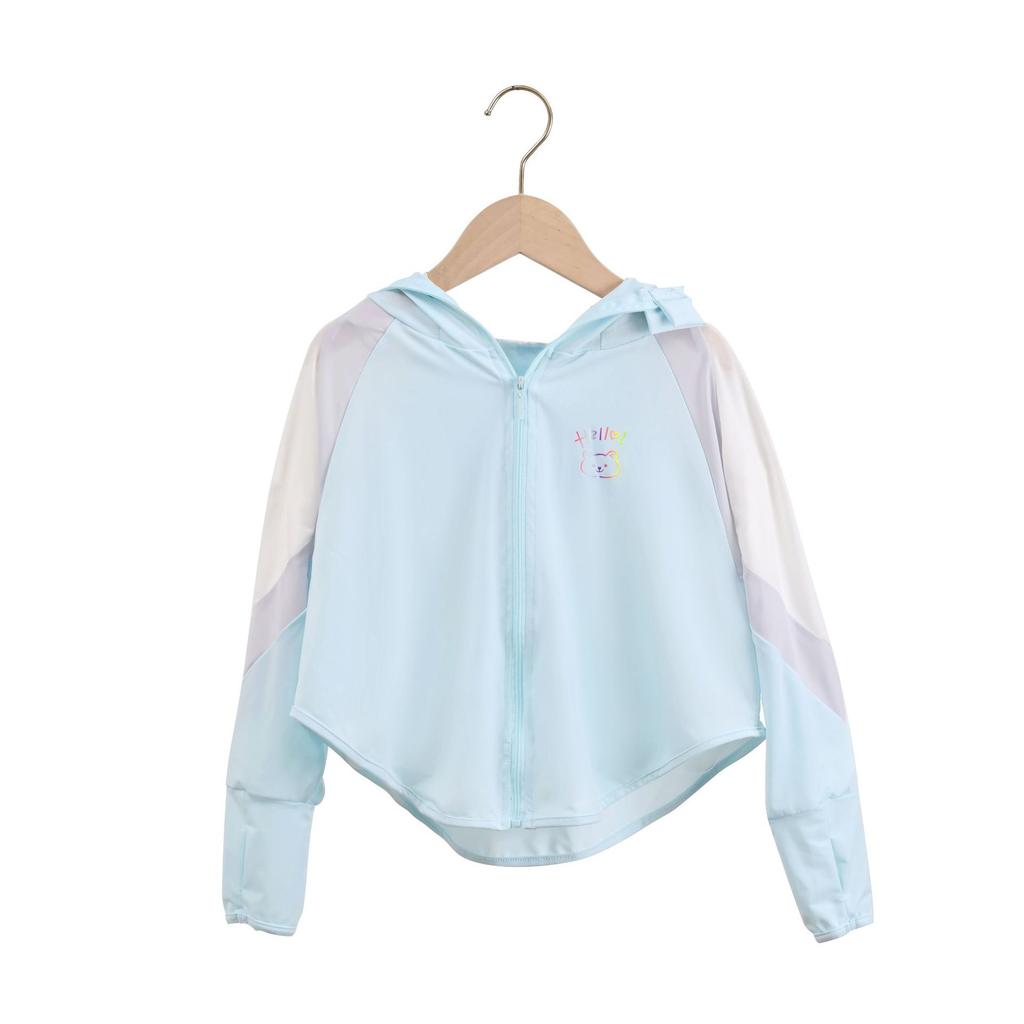 Kids Patchwork Color Block Ice Silk Sun Protection Jacket UPF50+ UV Protection Lightweight Breathable Summer Loose Fit Girls Sun Hoodie