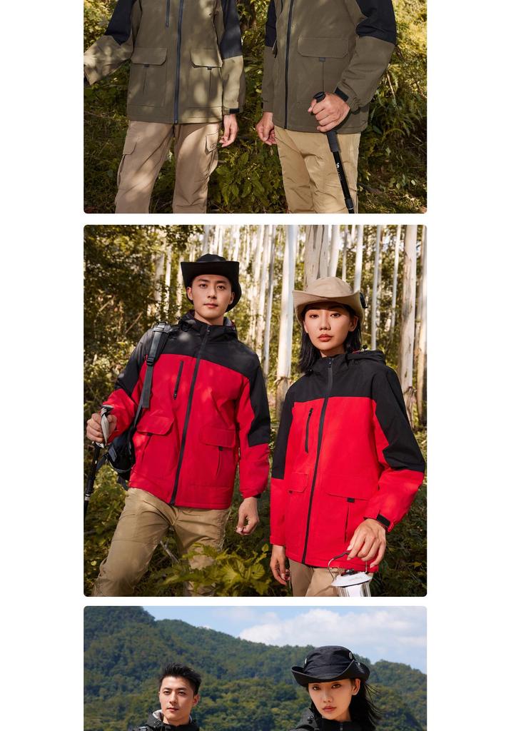 Custom Rainproof Windbreaker: Hooded, Fleece-Lined, Thickened Shell Jacket for Hiking, Team Building, and Workwear.