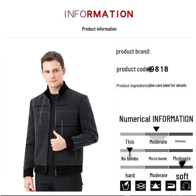 Men's Woolen Stand-Up Collar Casual Jacket - Autumn/Winter 2025