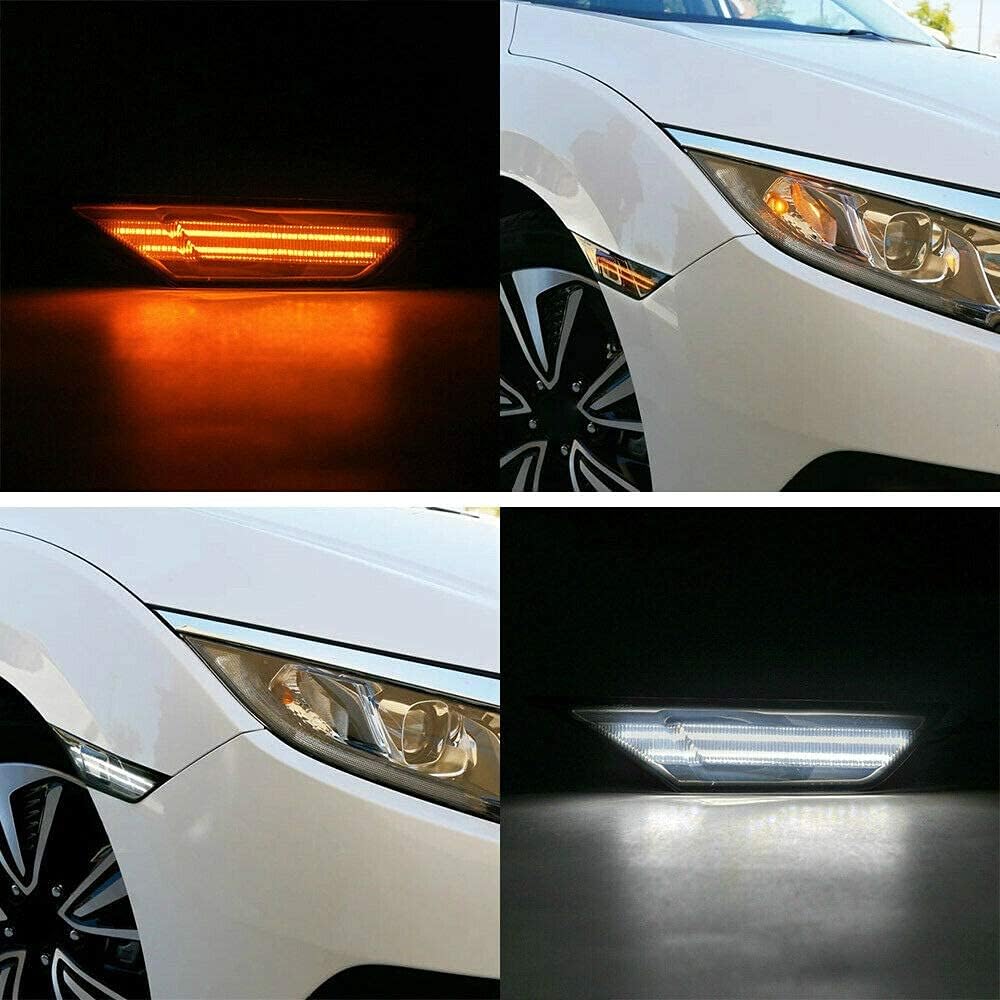 NSLUMO Led Side Marker Lights for Honda Civic 2016 2017 2018 2019 2020 2021 Sedan Coupe Hatchback Led Switchback Amber Side Marker Turn Signals White