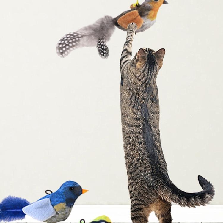 Interactive Cats Teaser Chirping Kittens Bird Toy Unpredicatable Chirping for Indoor Outdoor Play Accessories