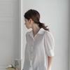 New Arrivals Open Run Women ShorT Sleeve T shirT Puff Sleeve Round buTTon