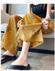 Women's Ethnic Style High-Waist Ice Silk Wide-Leg Cropped Trousers - Summer Slimming Print