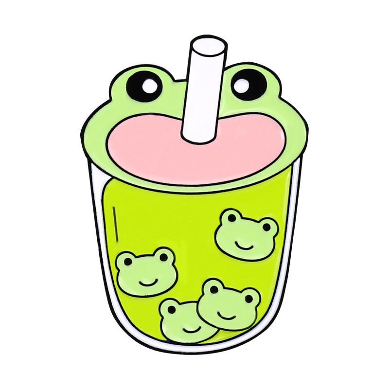 Frog Cute Charming Milk Shape Brooch Delightful Metal Pin For Sweet Lovers Fashion