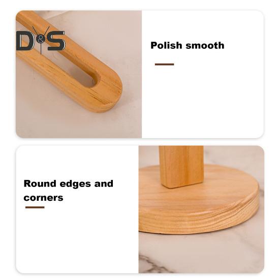 Portarrollos de Papel de Madera con Base Estable Diseño Antideslizante Fácil Montaje Soporte Almacenamiento para Papel de Cocina