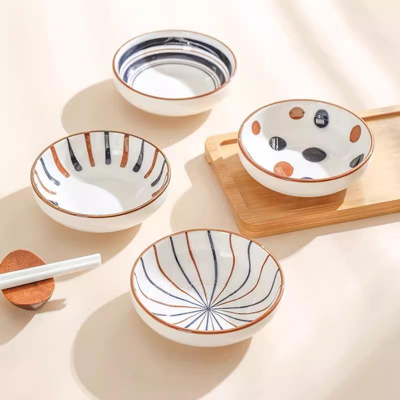 Ceramic Dipping With Vinegar Saucer, Underglaze Color, Small Round Saucer, Snack Hot Pot Restaurant, Hot Sauce Seasoning Saucer, Hot Pot Dipping