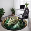 1pc Dragon StainedGlass Office Round Area Rug, Indoor Mat Suitable For Office, Under Office Chairs Bedroom Living Room Home Decor, Room Deco 038
