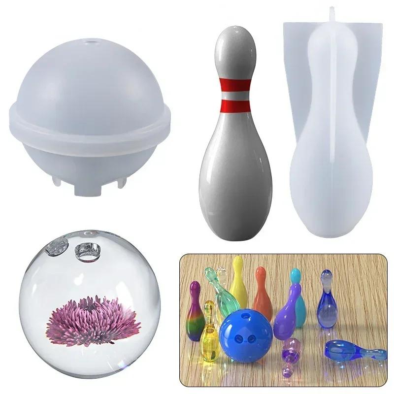 DIY Crystal Epoxy Resin Bowling Mold Set - Silicone Mold for Home Fun Tabletop Display Decor