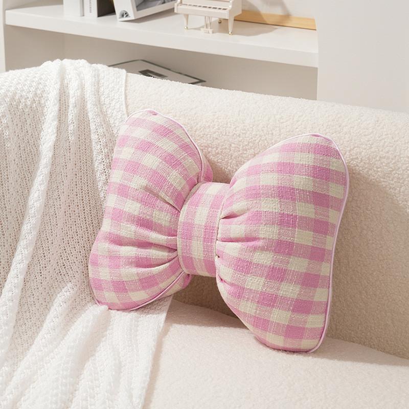 Creative Checkered Bow Cushion For Home Decor And Lounge Comfort