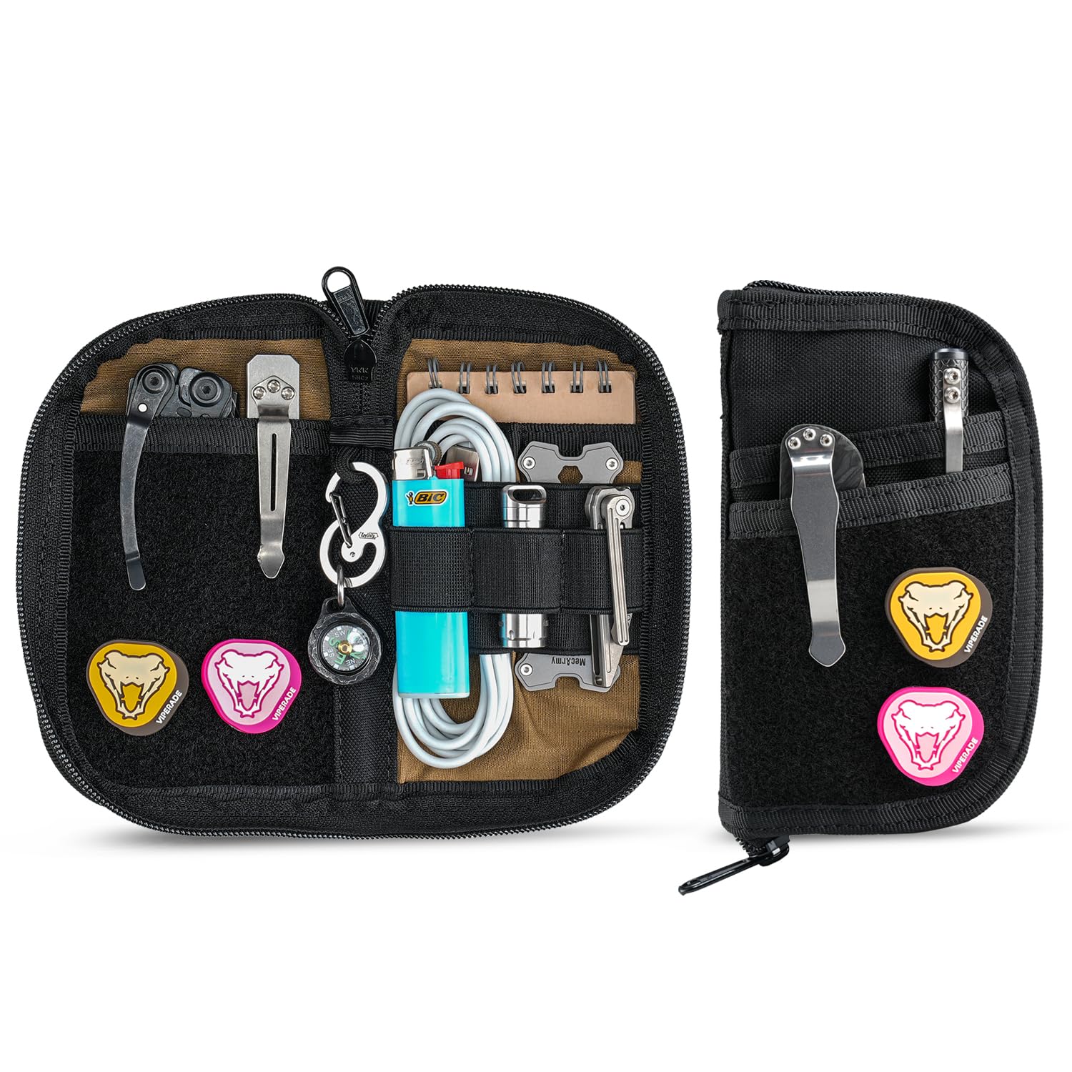 

VIPERADE VE22 EDC Підсумок EDC Організатор Кишень Кишеньковий Підсумок 4 Кишені Нейлоновий Компактний Організатор Кишень Маленький EDC Організатор Підсумок Чоловічий Мультиінструмент (Чорний) чорний