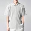 Pleated Short Sleeve Split Lapel Button POLO Shirt T-Shirt Top Men