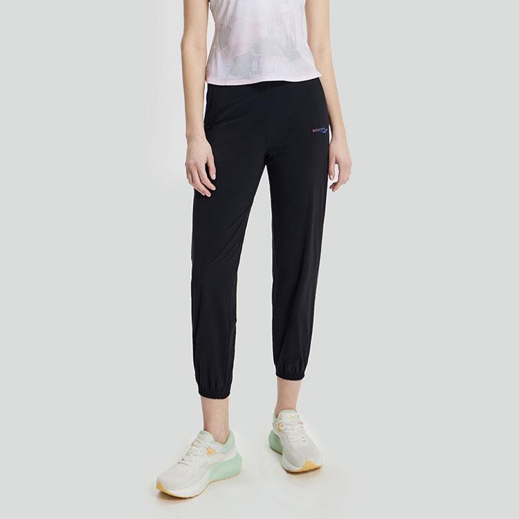 SAUCONY Logo Elastic Waistband Tapered Quick-Dry Knitted Sports Pants Women Pants Black SC1239070-1