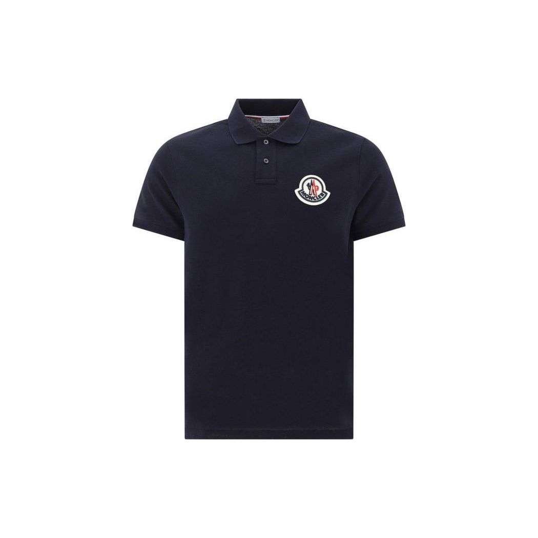 Moncler Katoen Pasvorm Logo Casual Korte Mouw Poloshirt Heren tops Donkerblauw 8A7110084556773 M