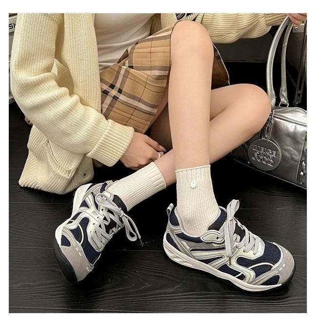 Mesh Platform German Training Shoes Women's 2025 Autumn New Round Head Ugly Cute Inner Height Increase Sports Shoes Dad Shoes Women's Shoes