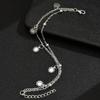 1 Pc Double Layer Anklet With Flower Charms Romantic Sweet Unique Personal Fashion Accessories,Suitable for All Seasons