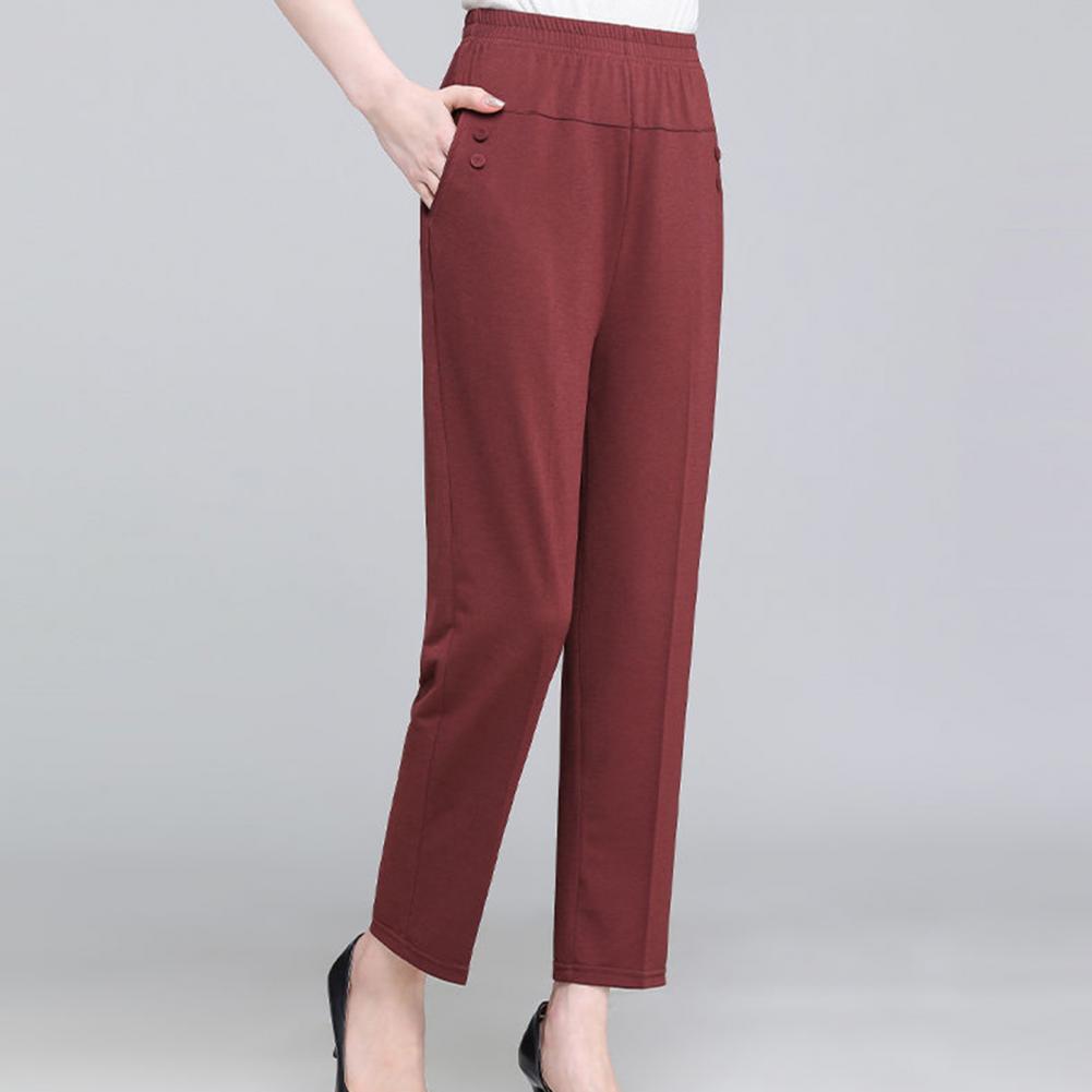 Sommer Eis Seide Dünne Hose Damen Lässige Cropped Hose Mittleren Alters Ältere Locker Hohe Taille Elastischer Bund Damen Hose Lässige Hose