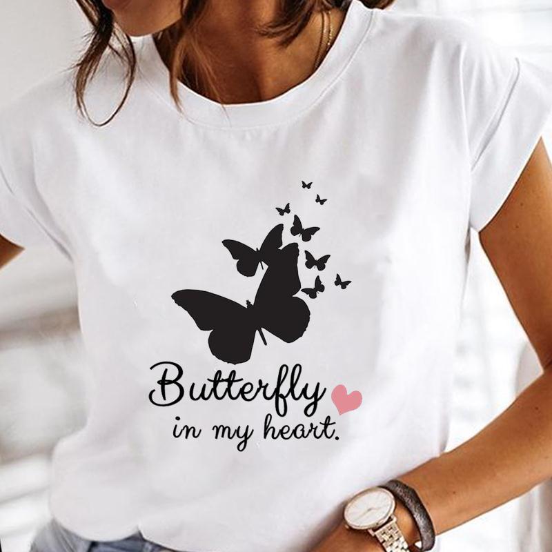 90s Women Short Sleeve Flower Floral Lovely Cute Print Tee Top Summer Fashion T-shirt Clothing Casual Lady Female Graphic T-shirt