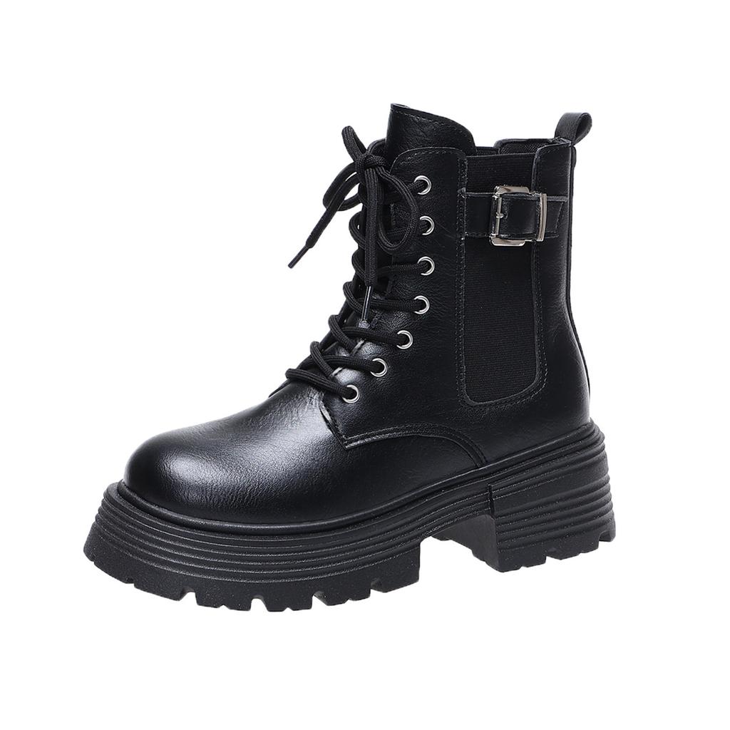 Große Größe Martin Stiefel Damen Winter neu Britischer Stil neue kurze Stiefel Damen Schnürer dicksohlige hohe Retro Lokomotivstiefel