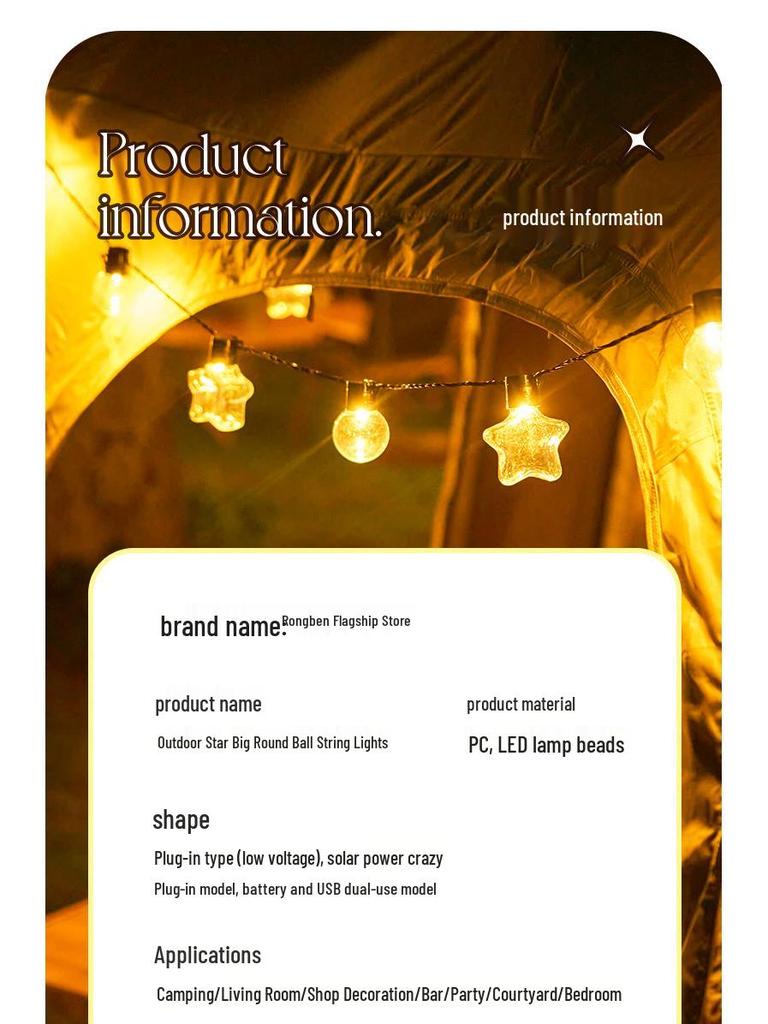 Outdoor Starry Globe Solar Lights for Tents, Markets, and Courtyards