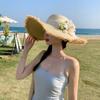 French Lace Flower Straw Hat Women's Summer Seaside Vacation Big Brim Sun Hat Versatile Sun Protection Beach Hat