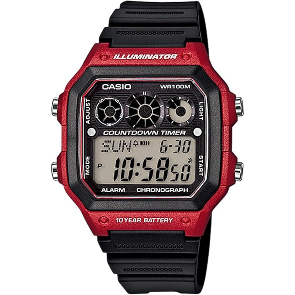 

Casio AE-1300WH-4AV Standard Digital Watch Men s Metallic Red Overseas Model