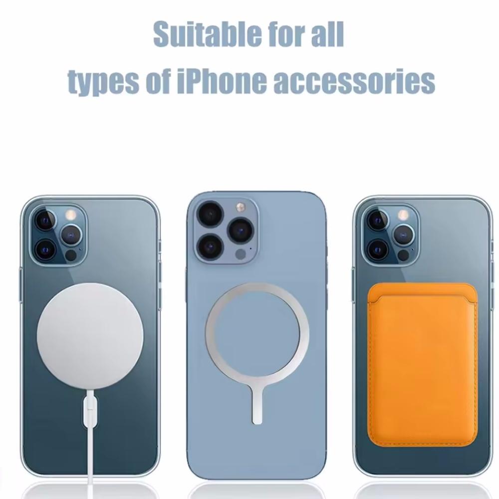 Pour Magsafe Anneau Plaque Magnétique Universel Autocollant Métallique Support Chargeur Sans Fil Plaque Métallique Feuille pour Support Voiture Magnétique