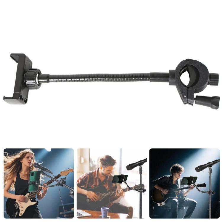 Adjustable Gooseneck Smartphone Holder Portable Phone Stand with Secure Lock Plastic Texture for Microphone Stands