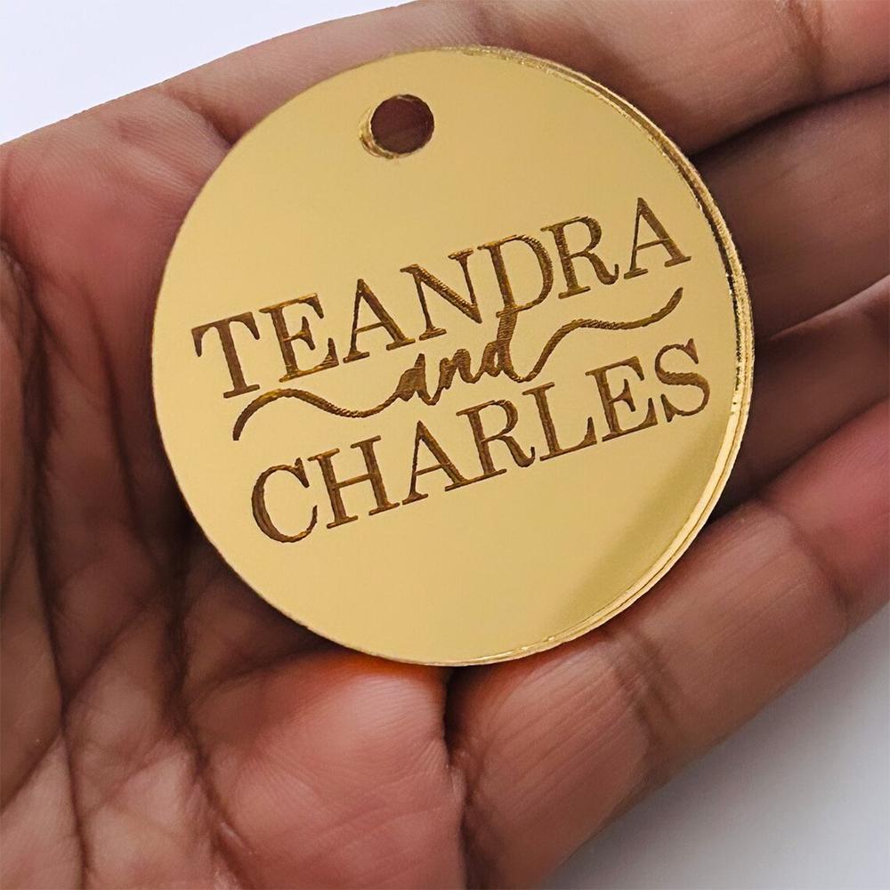 10pcs Custom Engraved Wedding Gift Tags Personalized Laser Carved Hang Labels Wedding Favor Accessories For Bridal Shower (as the picture,10PCS)
