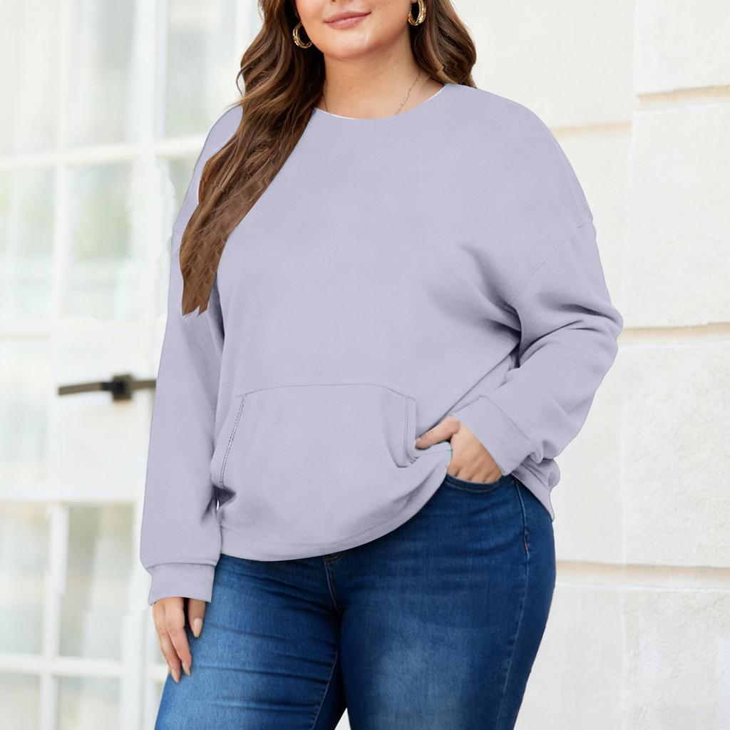 Plus Size Sweatshirt För Kvinnor Oversized Crewneck Långärmad Pullover Toppar