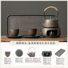 Household warm tea small set retro gilt kung fu tea set office living room one pot two cups coarse pottery beam pot