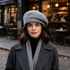 Stylish French Style Beret Knitted Hat for Women, Winter Warm Painter Cap, Fleece Fashionable Solid Color Lined, Cozy Artist Cold Weather Weekend