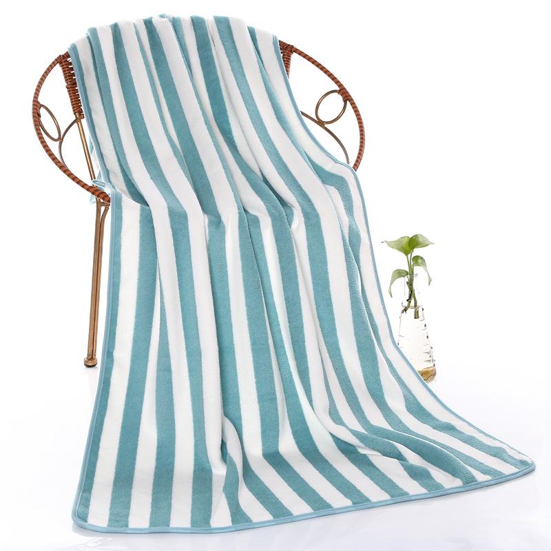 Coral Fleece Striped Bath Towel Set, Large & Thick, 70 x 140 cm, Absorbent Gift for Adults.