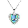 Women Heart Locket Necklace Pendant, Vintage Seashell Inlay Stainless Steel Jewelry Waterproof