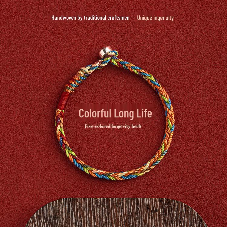 Handmade Five-Color Dragon Boat Festival Bracelet - Lucky Rope for Couples and Babies