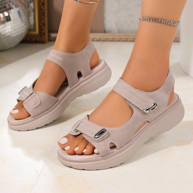 Large-sized Shoes Thick-soled Casual Sandals Velcro Sandals Women's Shoes